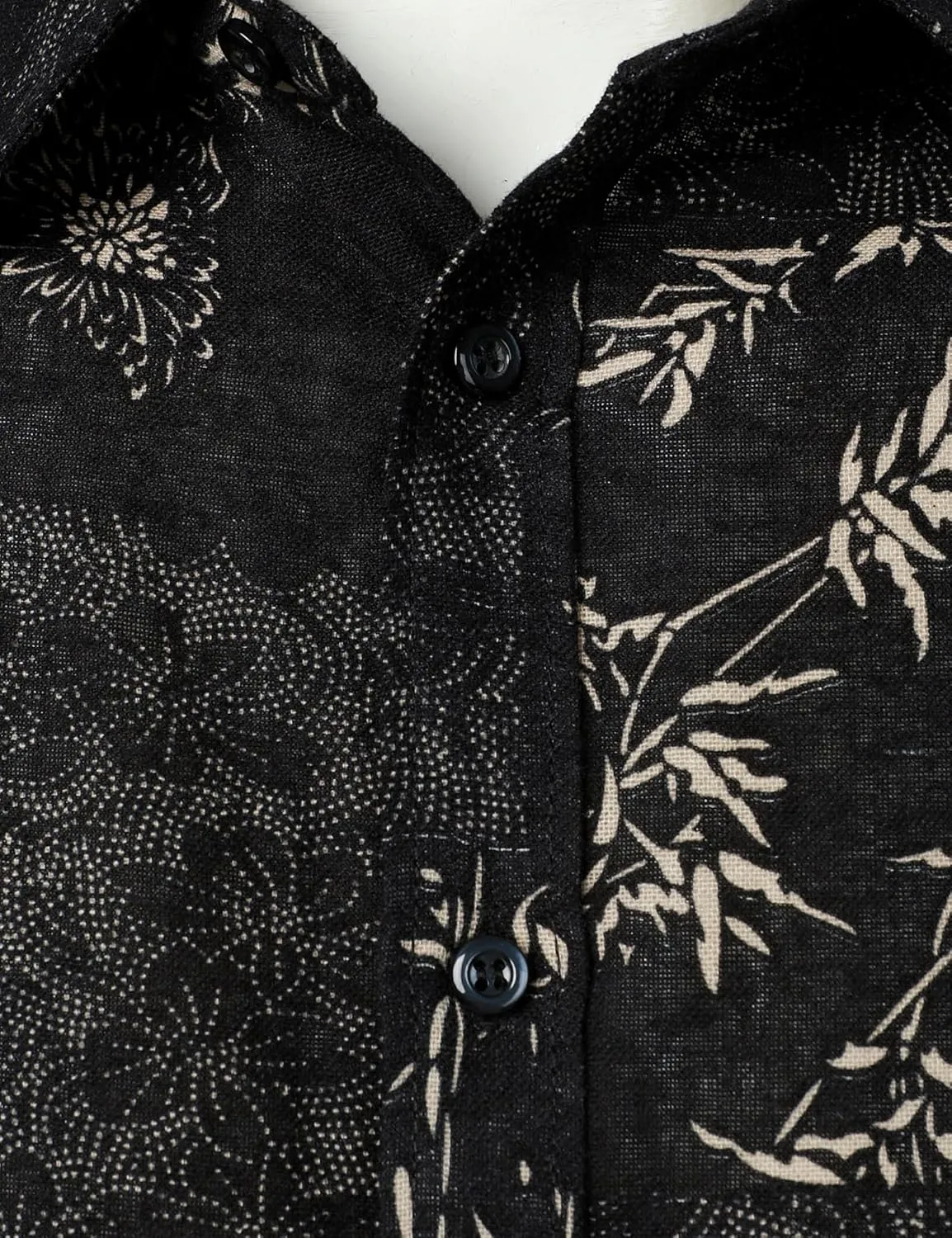 Men's Cotton Linen 70s Disco Retro Traditional Pattern Printed Long Sleeve Button Down Shirt