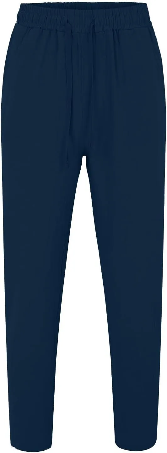 Mens Cotton Linen Pants Elastic Waist Drawstring Straight Leg Casual Pants Summer Loose Lightweight Yoga Beach Slacks