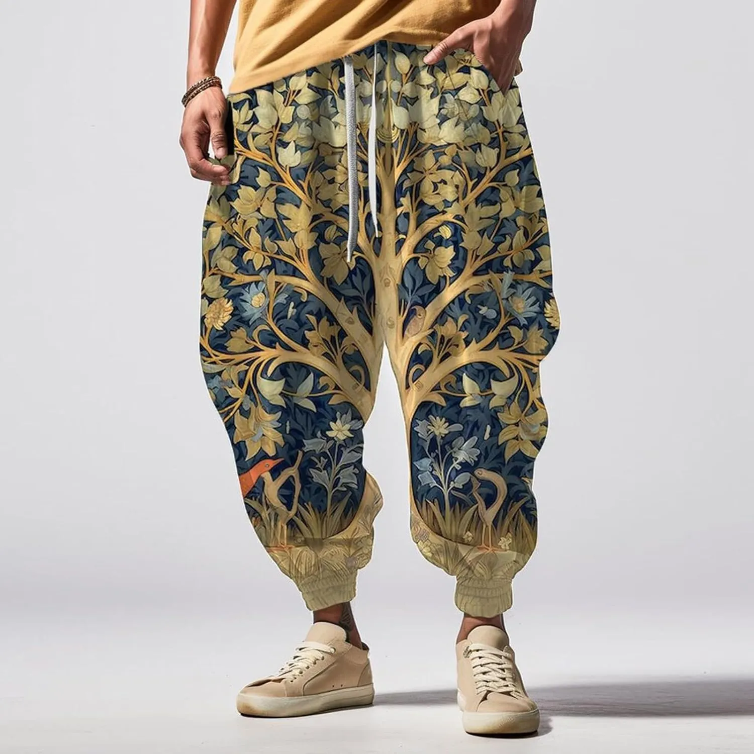 Mens Harem Pants Loose Fit Men's Autumn Fun Print Fashion Street Feel Casual Hiking Outdoor Twill Track Pants Pants