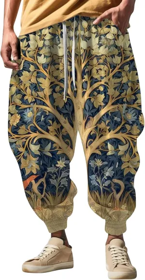 Mens Harem Pants Loose Fit Men's Autumn Fun Print Fashion Street Feel Casual Hiking Outdoor Twill Track Pants Pants