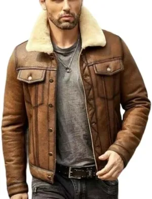 Men's RAF Aviator Real Leather Jacket Coat Bomber B3 Sheep Skin Pilot Flying (X-Large)