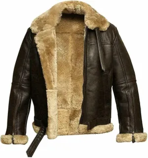 Men’s Red jacket A2 Bomber Aviator Christmas Holiday Faux Fur Leather Jacket