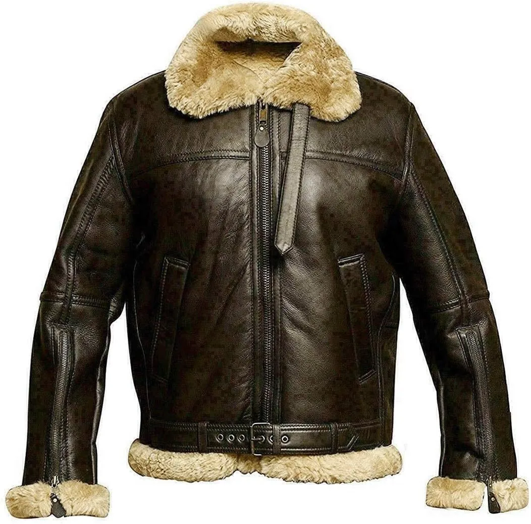 Men’s Red jacket A2 Bomber Aviator Christmas Holiday Faux Fur Leather Jacket