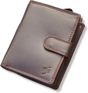 Mens RFID Blocking Leather Billfold Wallet With External Zip Around Coin Pouch Purse 1080 (Brown)