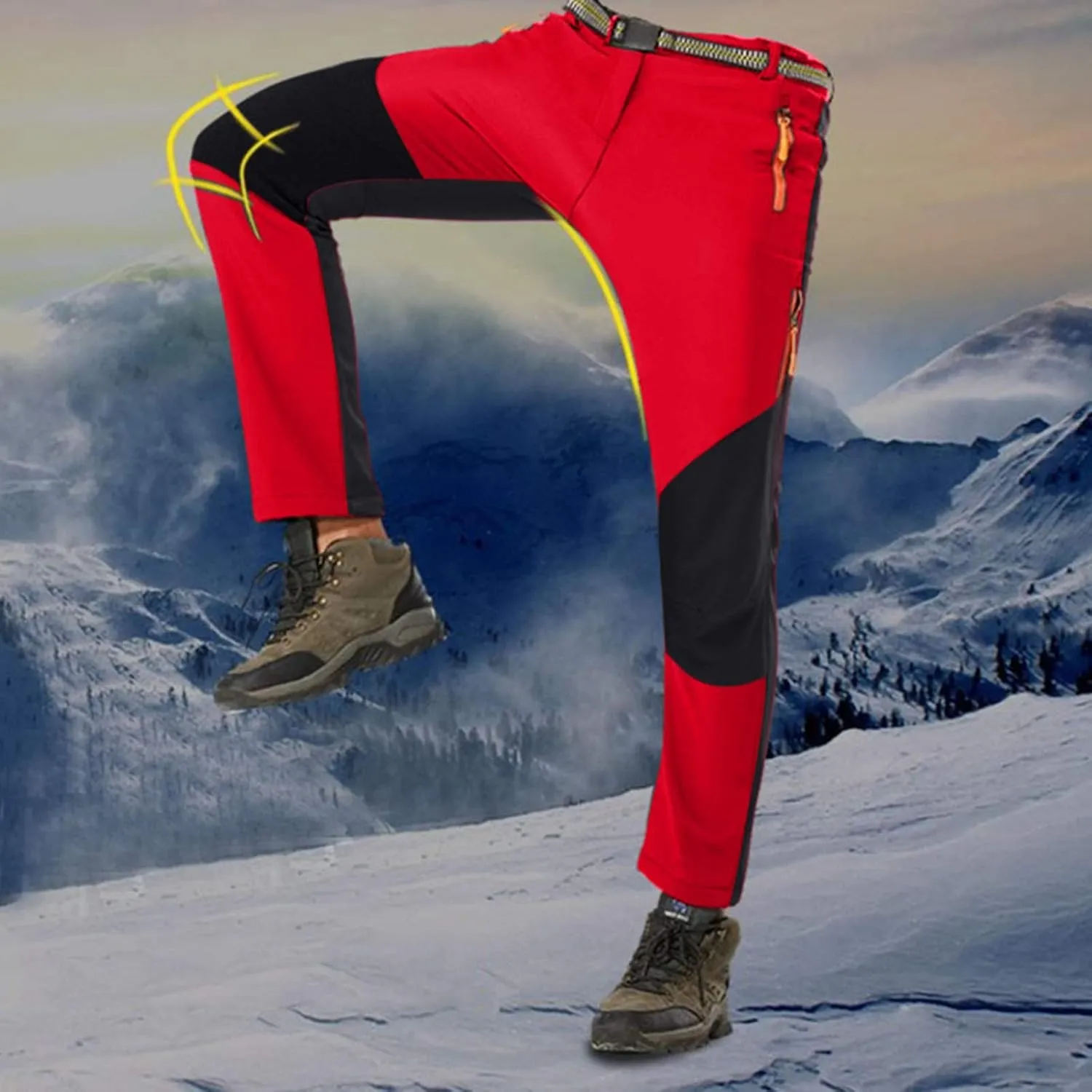 Mens Snow Ski Waterproof Softshell Snowboard Pant Outdoor Windproof Fleece Lined Warm Hiking Ski Snow Pant Camping Pant