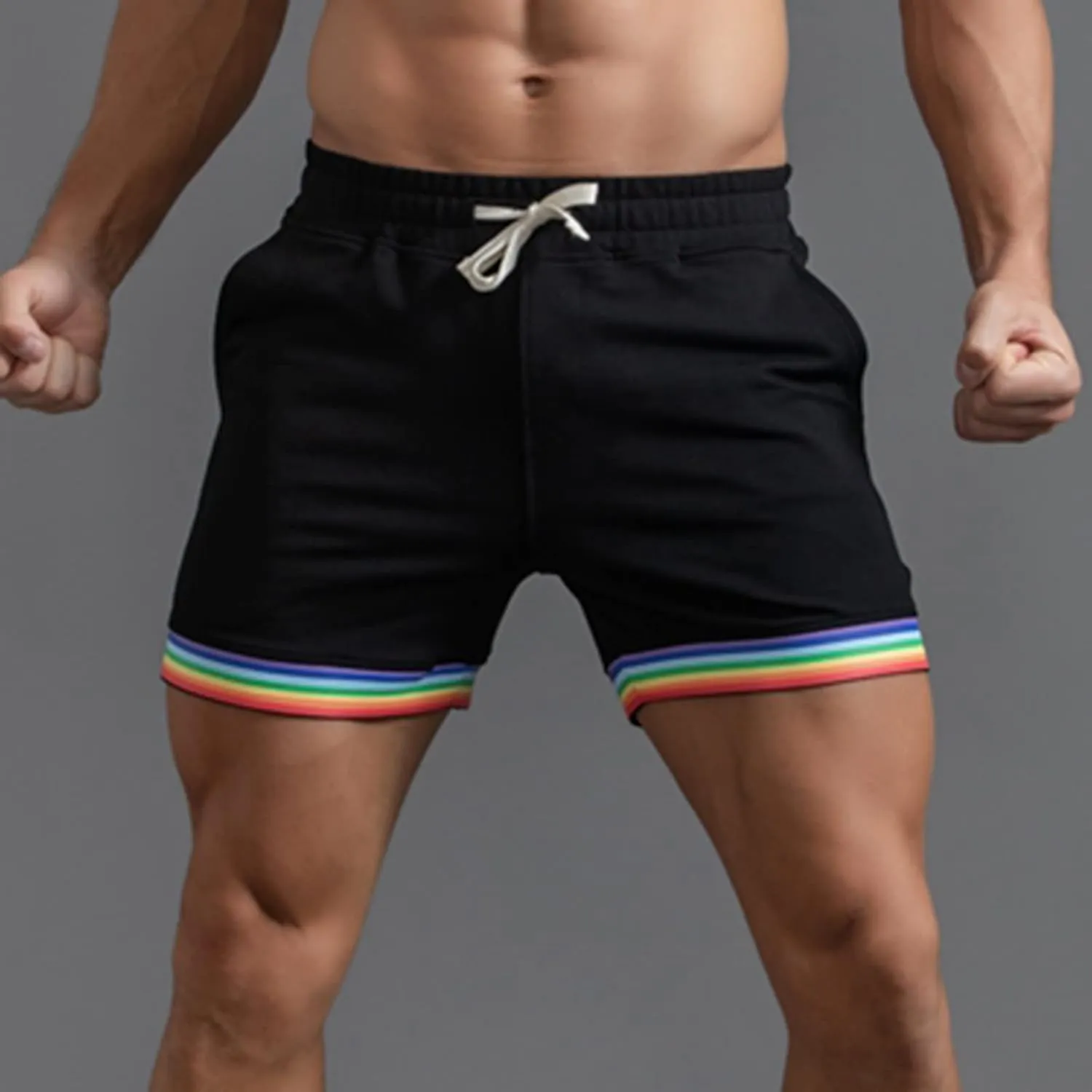 Men's Swim Trunks Three Shorts Quarter Quick Beach Pants Swim Men's Plain Dry Men's Swimwear Bathing Suit Swimming