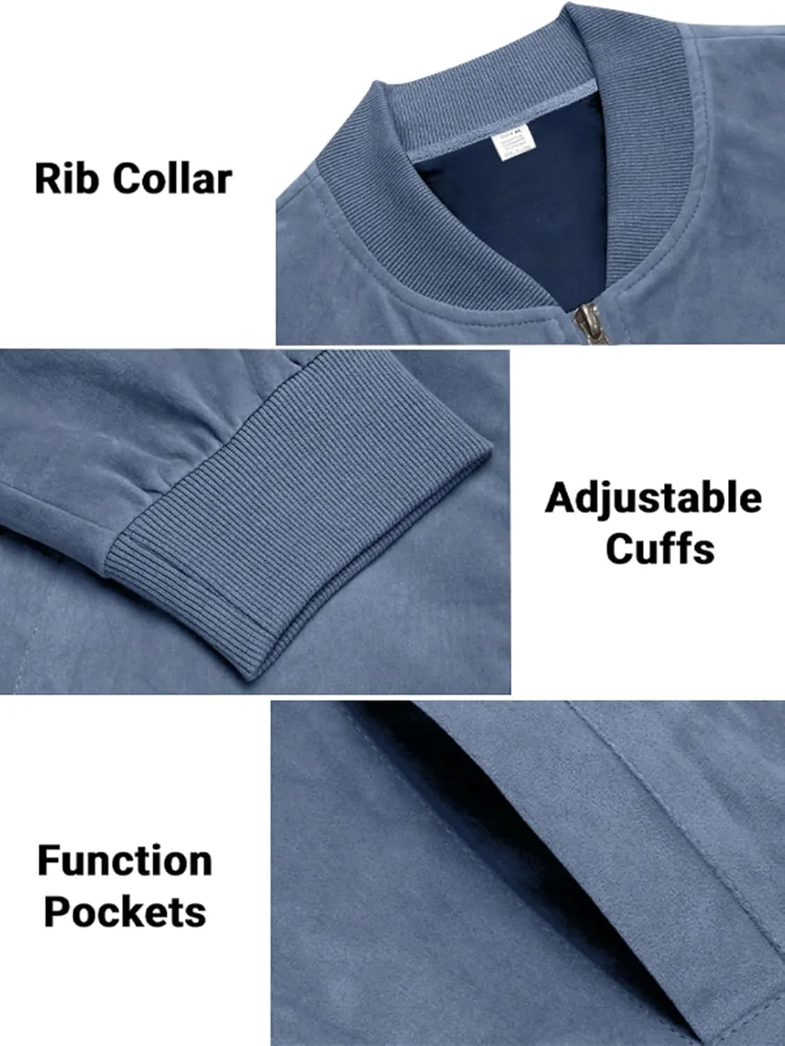 Men's Vintage Lightweight Suede Aviator Jacket Casual Stylish Fall Jackets Full Zip Knit Jackets