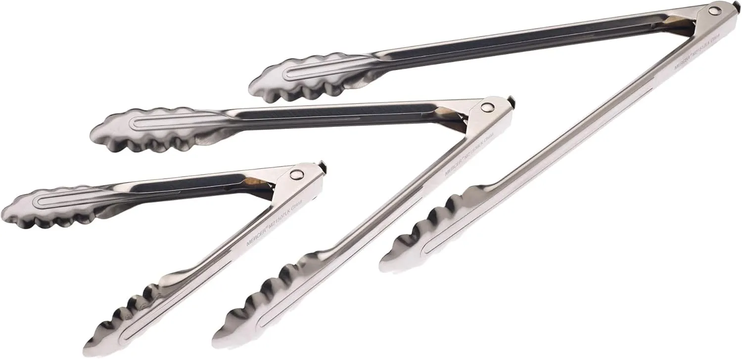 Mercer Culinary Locking Utility Tongs Set, 7 Inch, 9 Inch, 12 Inch