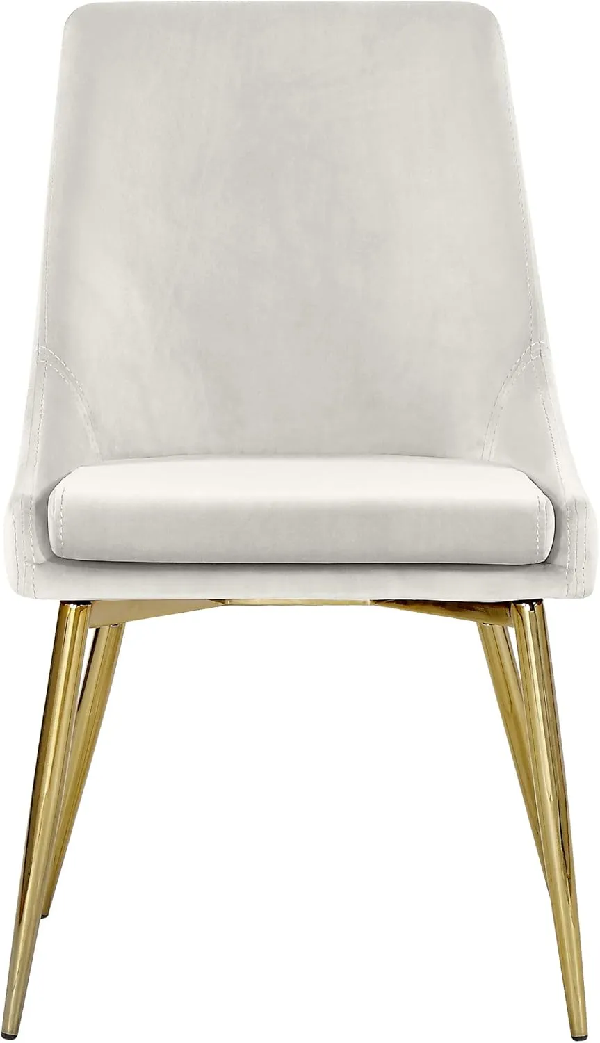 Meridian Furniture Karina Collection Modern | Contemporary Velvet Upholstered Dining Chair with Sturdy Metal Legs, Set of 2, 19.5" W x 21.5" D x 33.5" H, Cream