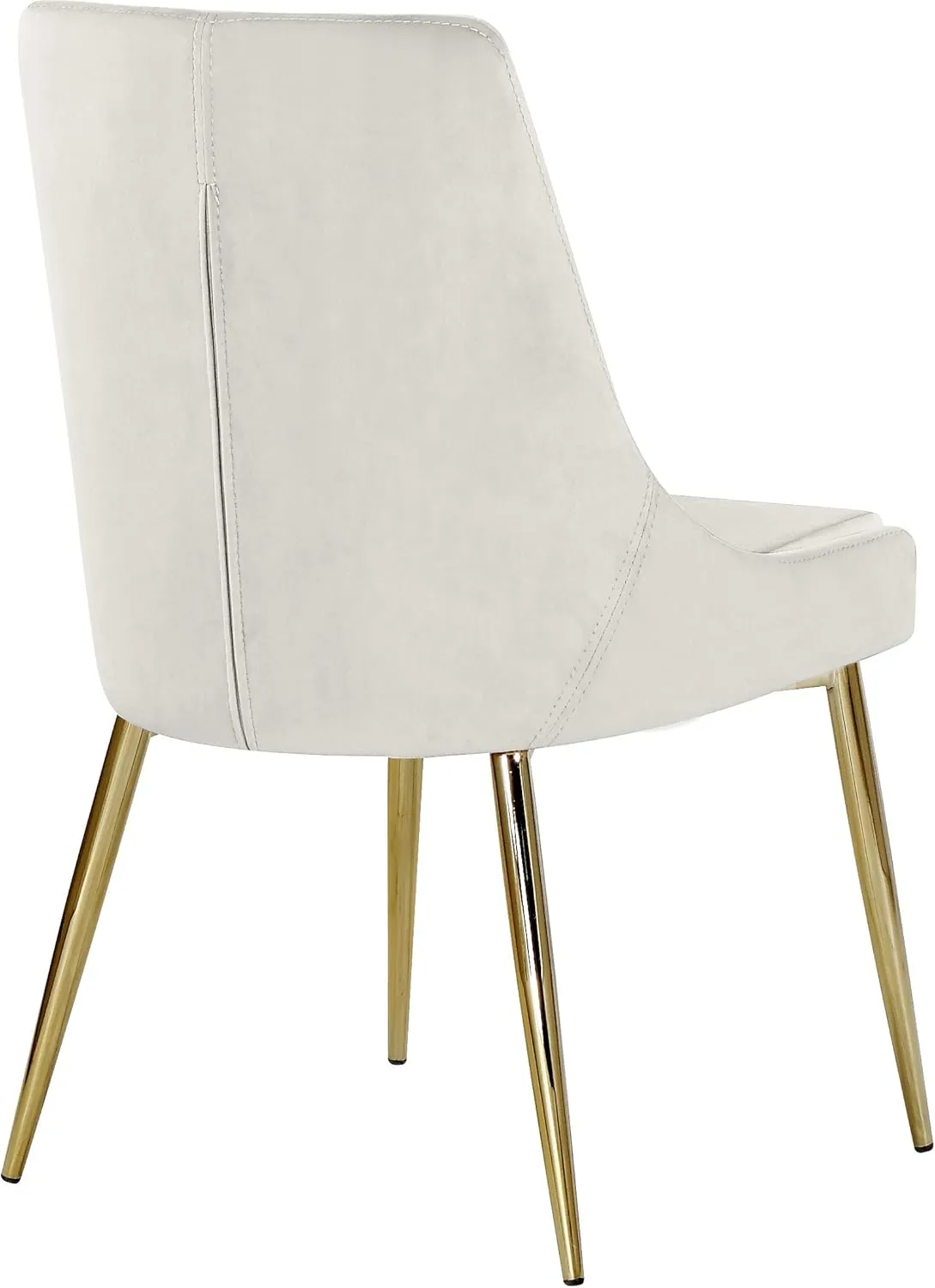 Meridian Furniture Karina Collection Modern | Contemporary Velvet Upholstered Dining Chair with Sturdy Metal Legs, Set of 2, 19.5" W x 21.5" D x 33.5" H, Cream