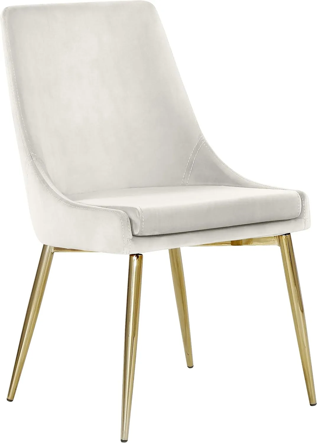 Meridian Furniture Karina Collection Modern | Contemporary Velvet Upholstered Dining Chair with Sturdy Metal Legs, Set of 2, 19.5" W x 21.5" D x 33.5" H, Cream