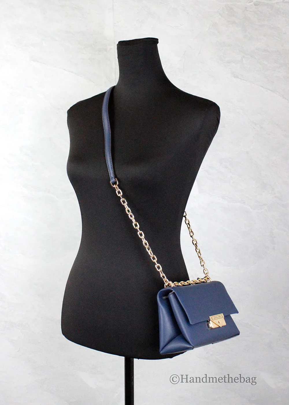 Michael Kors Cece Small Navy Vegan Convertible Flap Crossbody