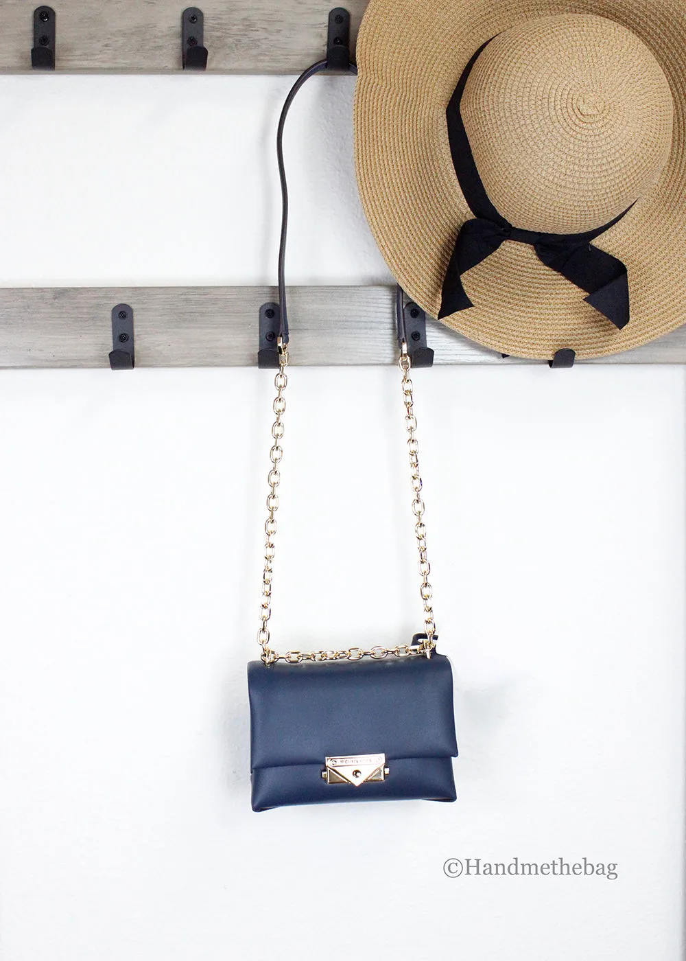 Michael Kors Cece Small Navy Vegan Convertible Flap Crossbody