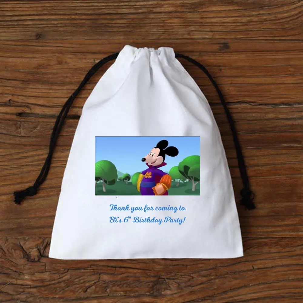 MICKEY Favor Bags!-Kids Birthday Collection-Custom Printed on Natural Cotton Bags - Boy's Birthday Party - MICKIE Birthday