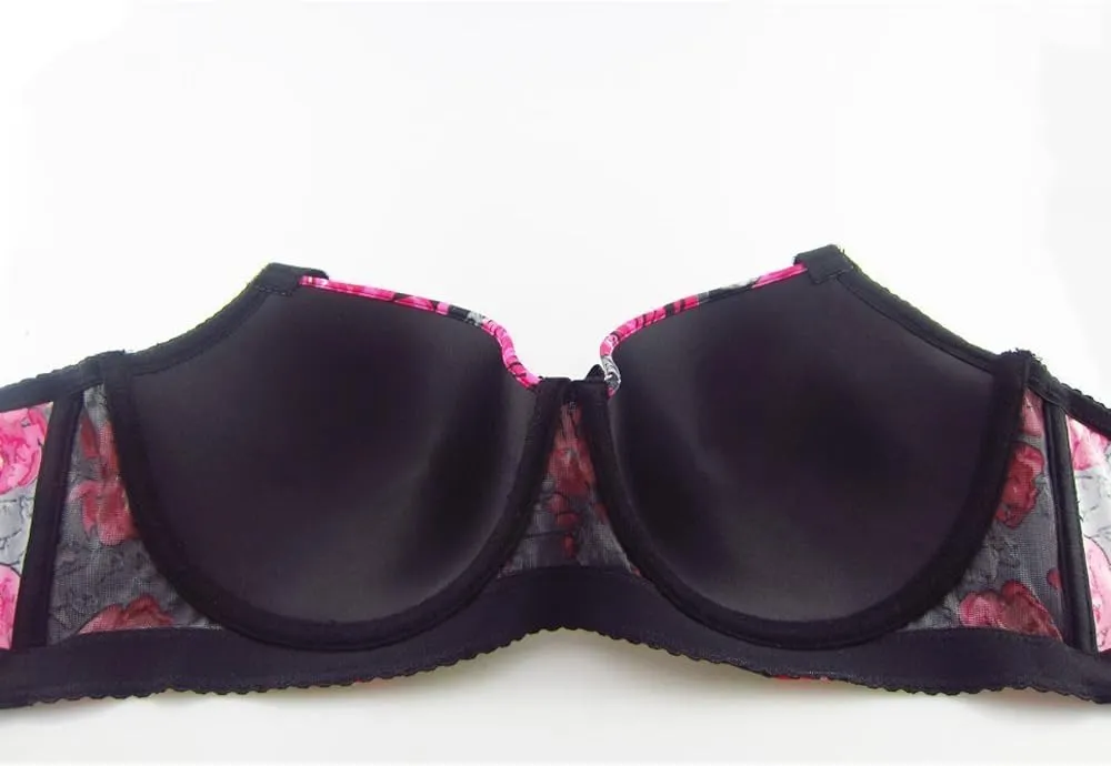 MIERSIDE Women's Red/Purple Plus Size Sexy Printing Demi Bra