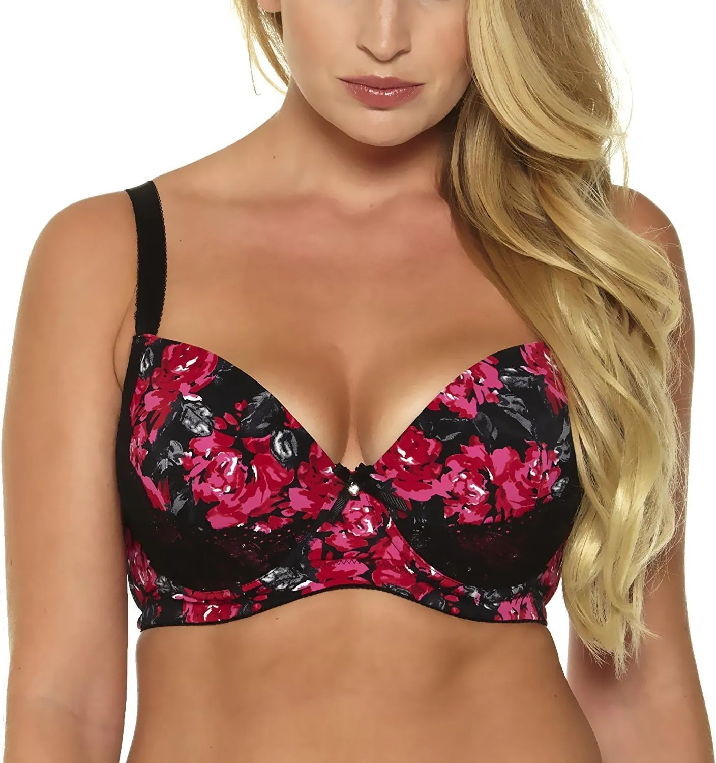 MIERSIDE Women's Red/Purple Plus Size Sexy Printing Demi Bra