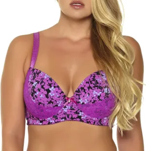 MIERSIDE Women's Red/Purple Plus Size Sexy Printing Demi Bra