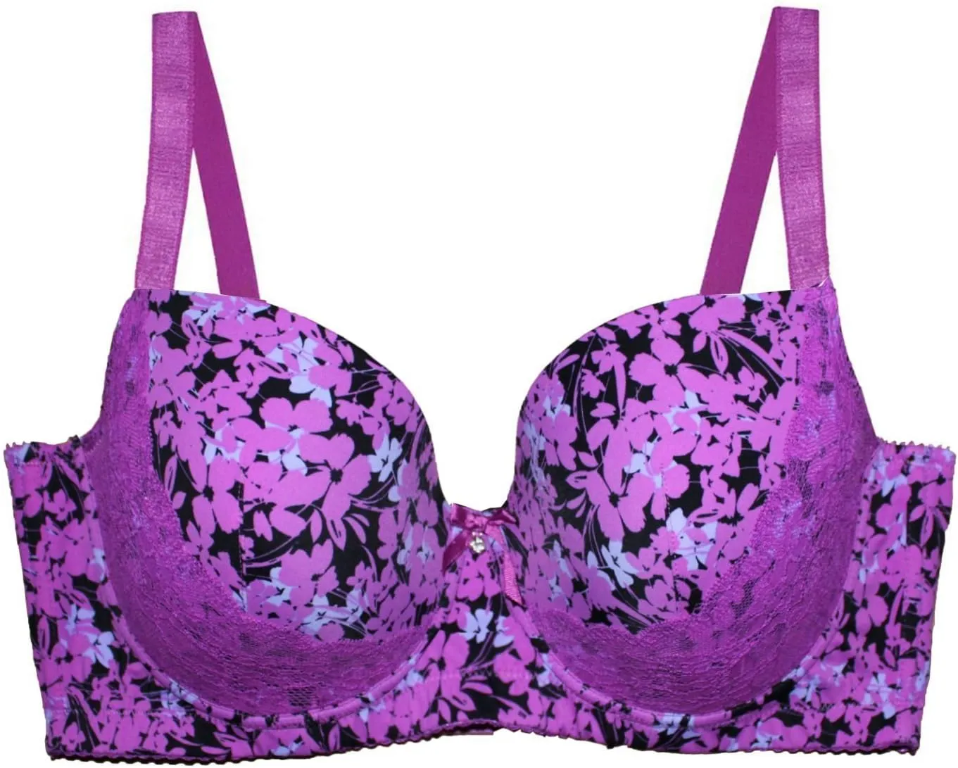 MIERSIDE Women's Red/Purple Plus Size Sexy Printing Demi Bra