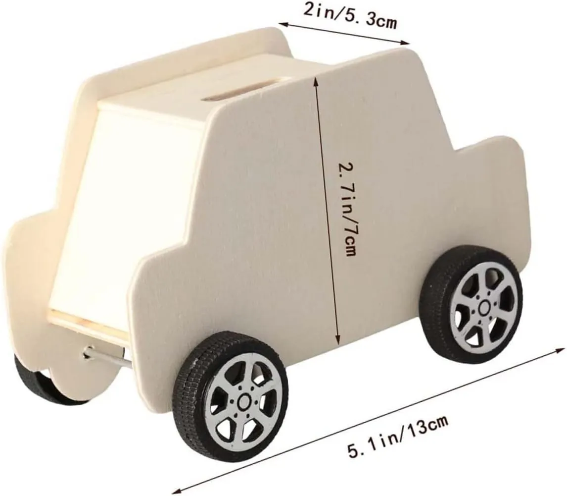 Milisten Mini Wooden Car Piggy Bank Money Storage Box Boys and Girls First Savings Pot Coin Case Educational Toy