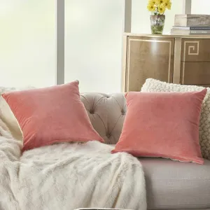 Mina Victory SS999 Pack of 2 Life Styles Velvet Blush Throw Pillow Cover Set 16" x 16", 2 Pieces, 16"x16"
