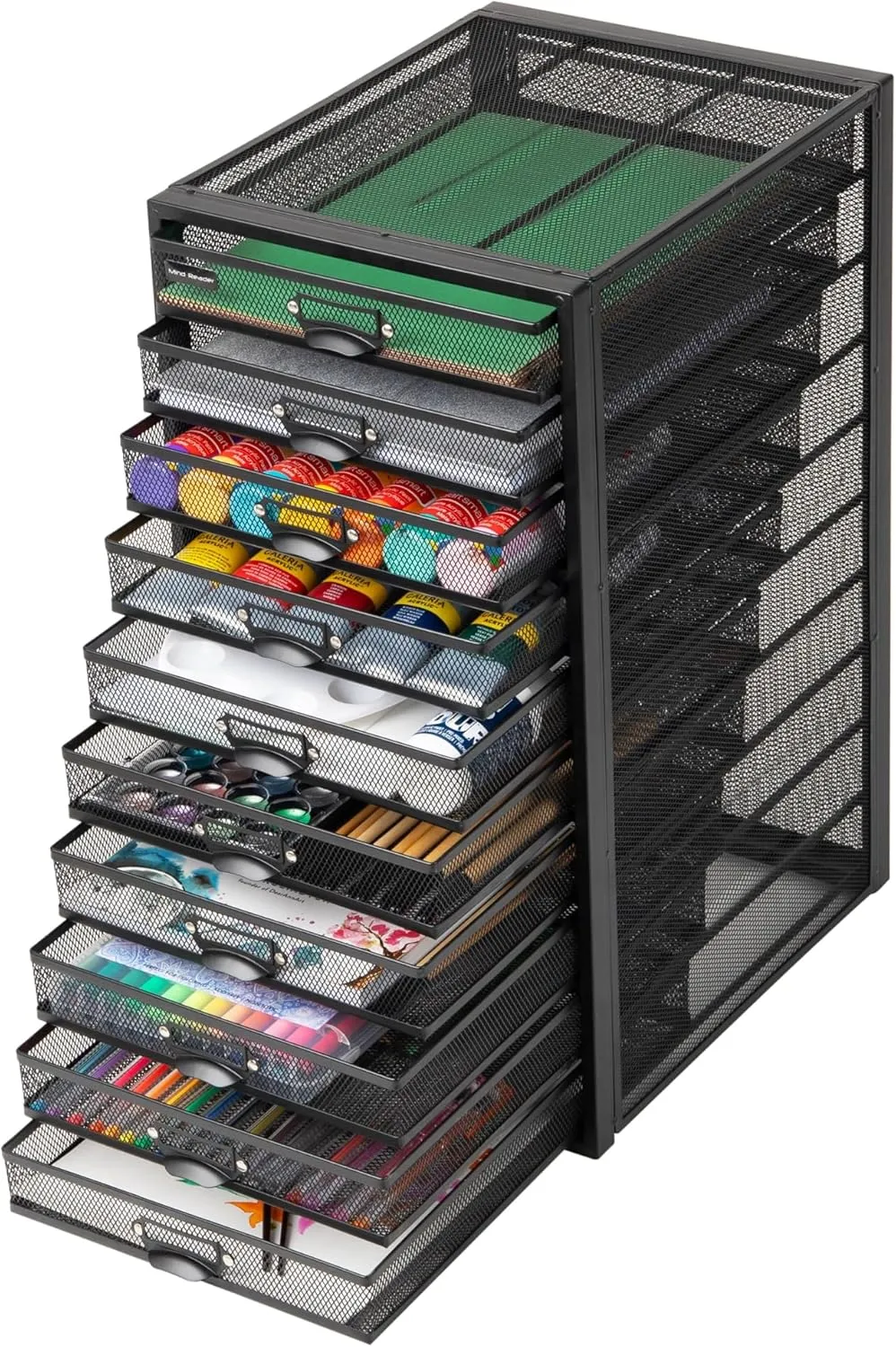 Mind Reader File Storage Drawers, Desk Organizer, Multi-Purpose, Crafts, Office, Metal Mesh, 10.75"L x 14"W x 21.25"H, Black