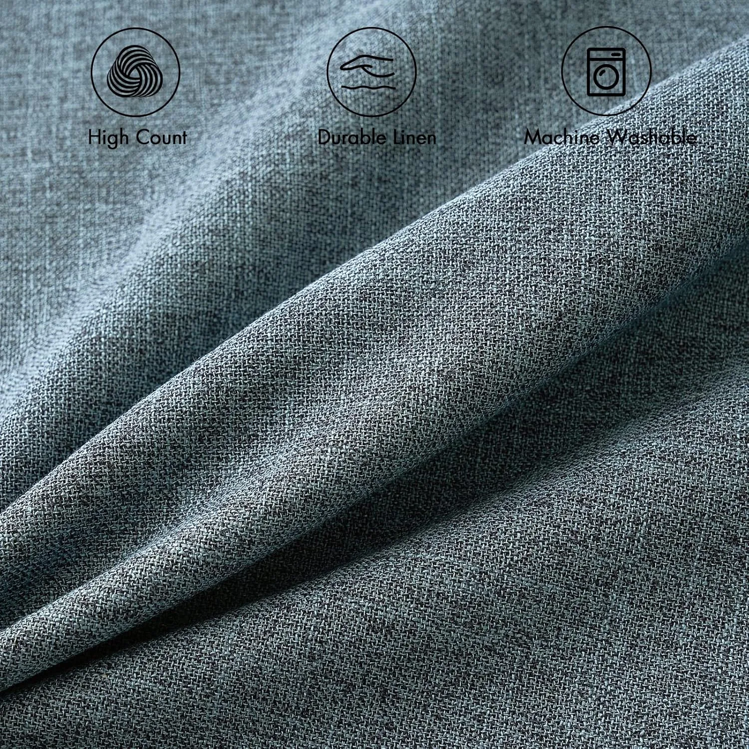 MIULEE Pack of 2 Decorative Linen Burlap Coastal Pillow Covers Farmhouse Accent Pillowcases for Sofa Car Couch Bedroom Living Room Decor 20x20 Inch Dusty Blue