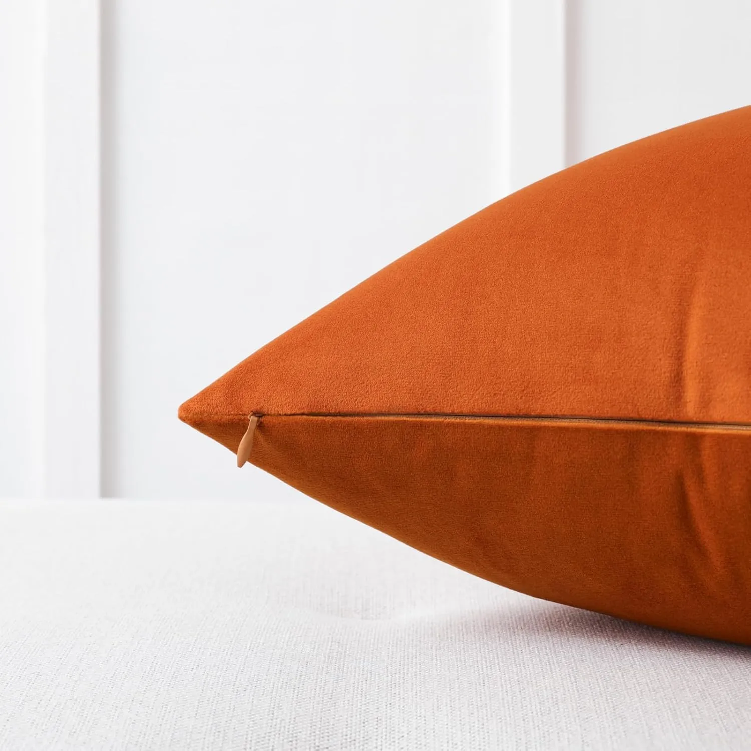 Mixhug Decorative Throw Pillow Covers, Velvet Cushion Covers, Solid Throw Pillow Cases for Couch and Bed Pillows, Burnt Orange, 20 x 20 Inches, Set of 2