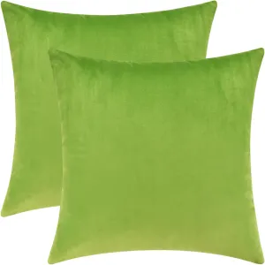 Mixhug Decorative Throw Pillow Covers, Velvet Cushion Covers, Solid Throw Pillow Cases for Couch and Bed Pillows, Chartreuse, 20 x 20 Inches, Set of 2