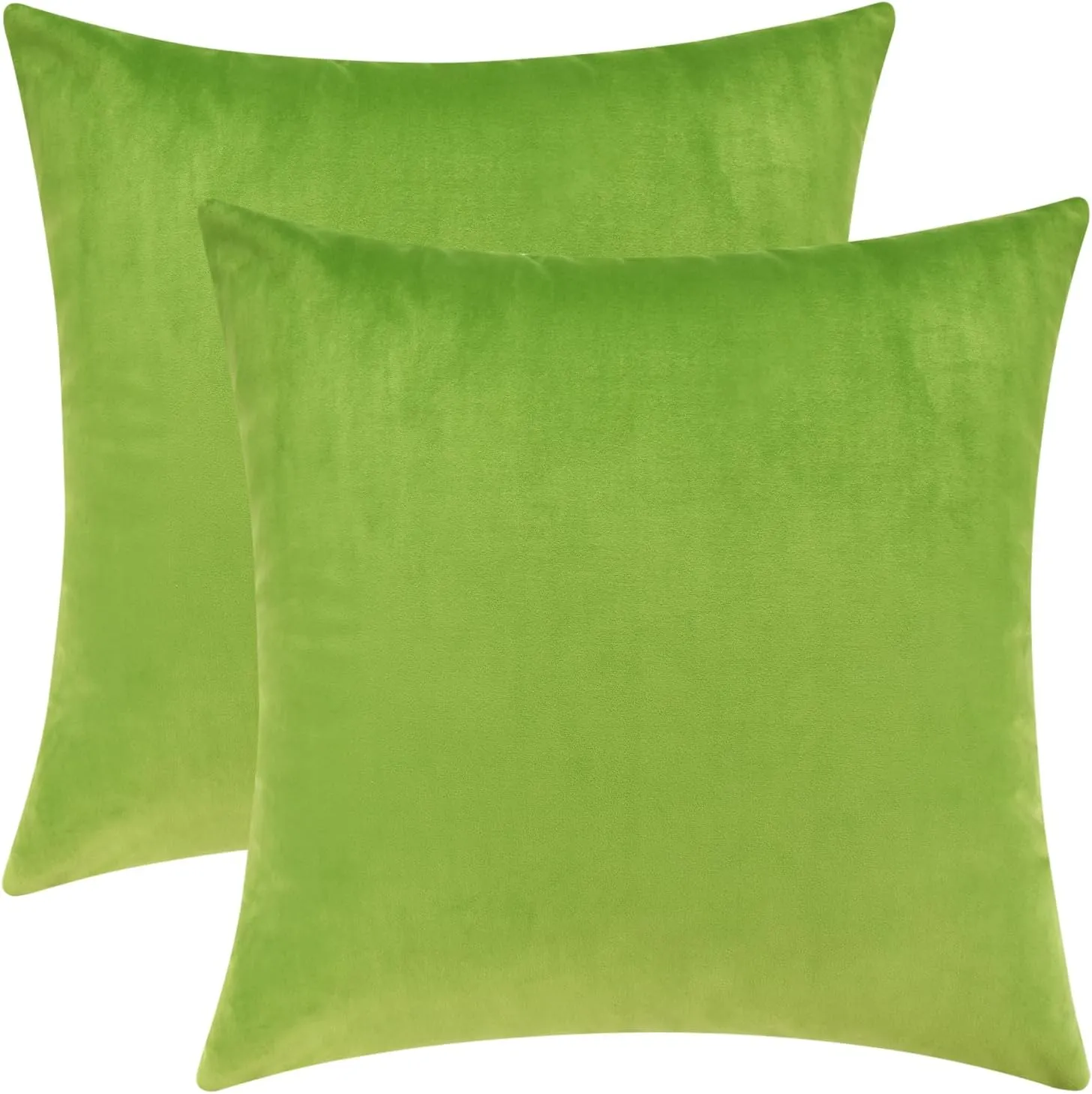 Mixhug Decorative Throw Pillow Covers, Velvet Cushion Covers, Solid Throw Pillow Cases for Couch and Bed Pillows, Chartreuse, 20 x 20 Inches, Set of 2