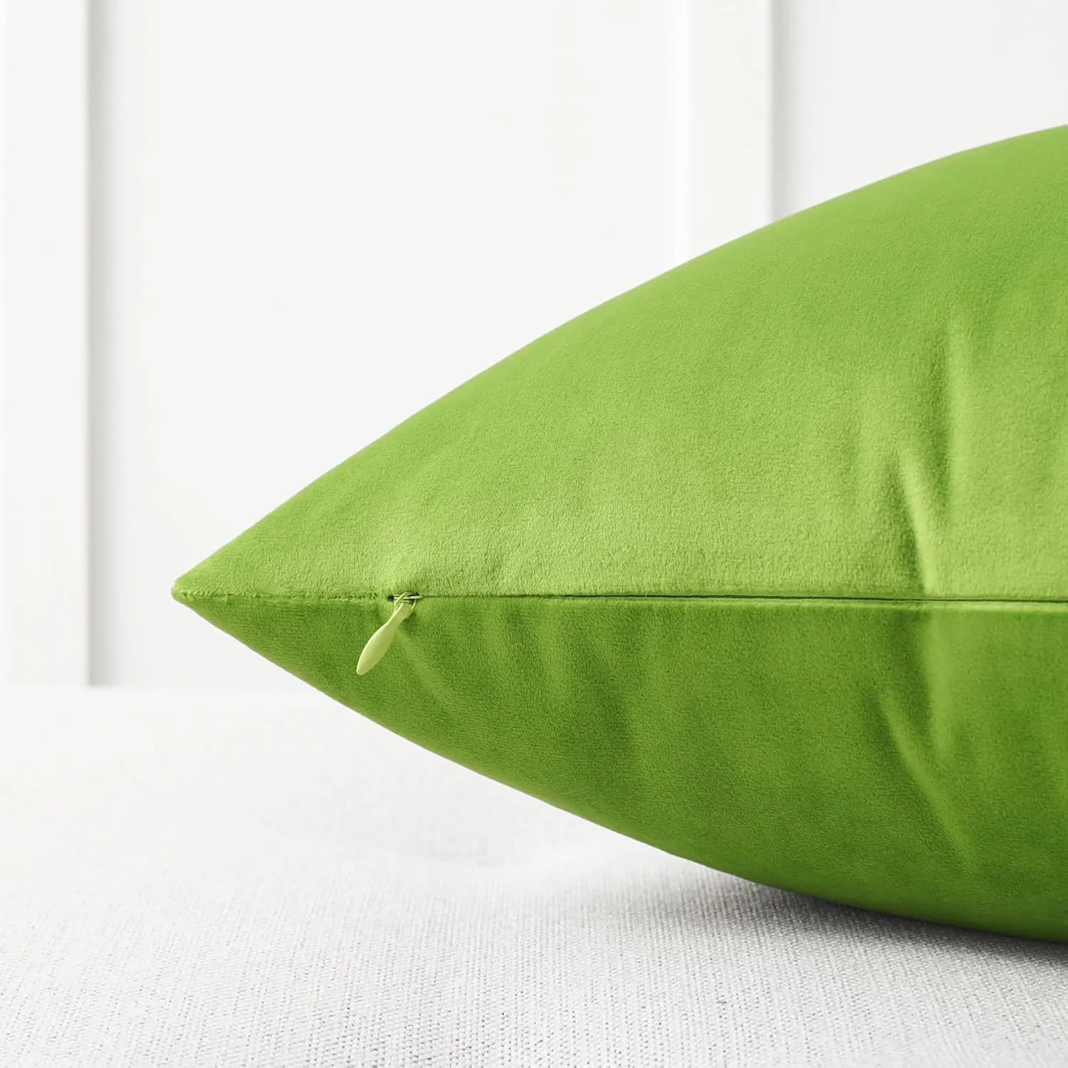 Mixhug Decorative Throw Pillow Covers, Velvet Cushion Covers, Solid Throw Pillow Cases for Couch and Bed Pillows, Chartreuse, 20 x 20 Inches, Set of 2
