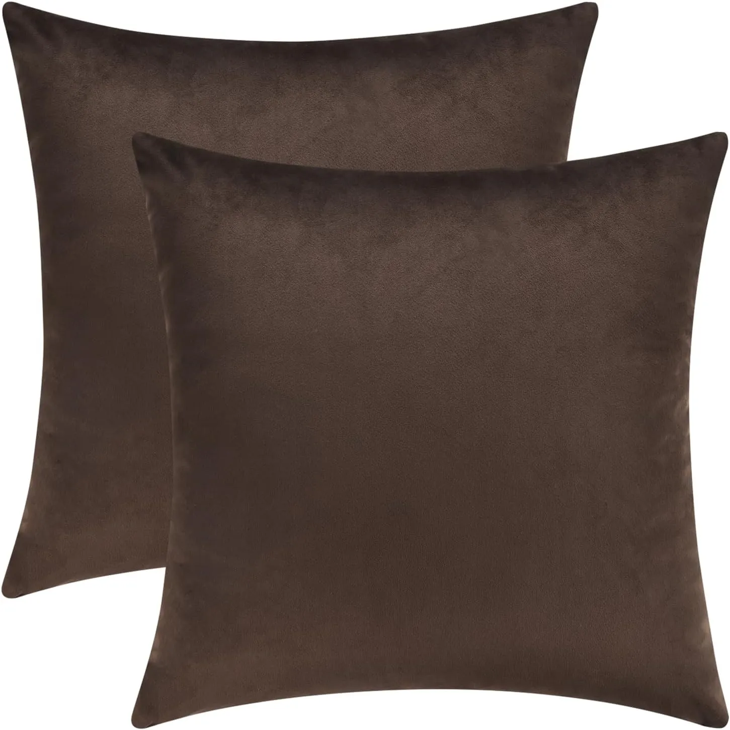 Mixhug Decorative Throw Pillow Covers, Velvet Cushion Covers, Solid Throw Pillow Cases for Couch and Bed Pillows, Coffee Brown, 20 x 20 Inches, Set of 2