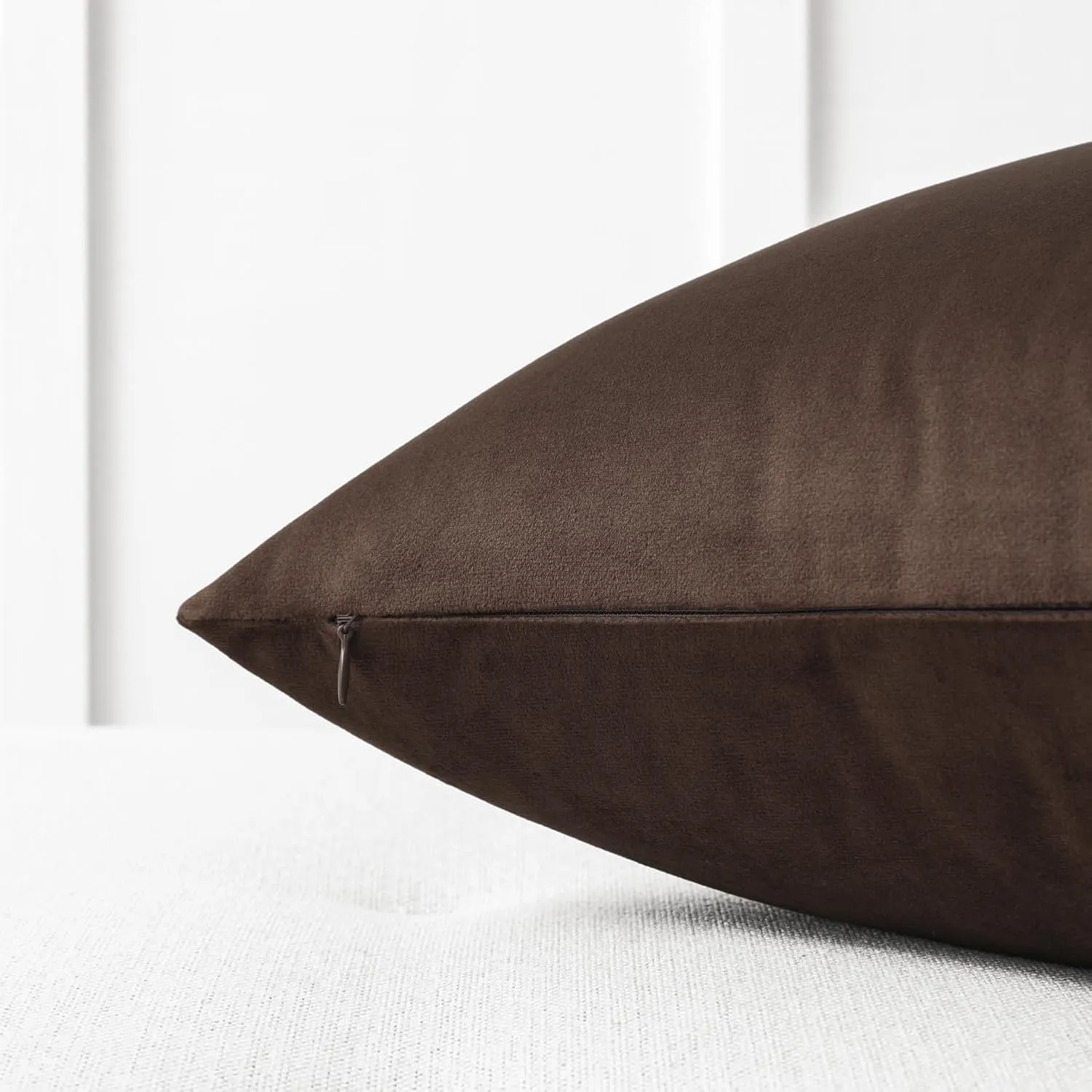 Mixhug Decorative Throw Pillow Covers, Velvet Cushion Covers, Solid Throw Pillow Cases for Couch and Bed Pillows, Coffee Brown, 20 x 20 Inches, Set of 2