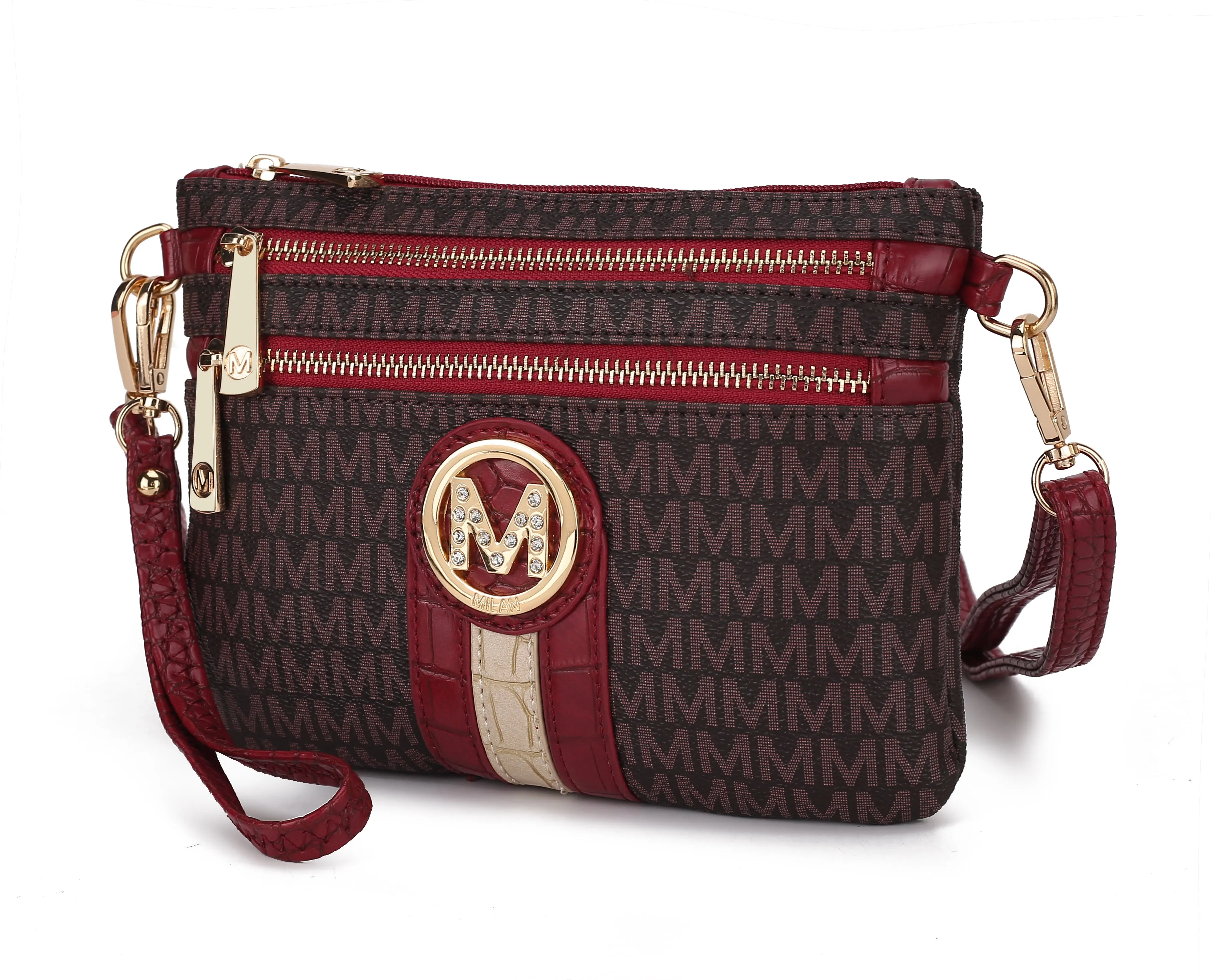MKF Collection Tarren Vegan Leather Women's Wristlet Crossbody Bag, Stylish Purse Clutch Handbag by Mia K - Red