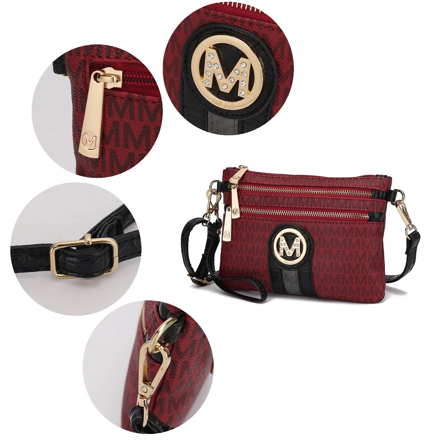 MKF Collection Tarren Vegan Leather Women's Wristlet Crossbody Bag, Stylish Purse Clutch Handbag by Mia K - Red