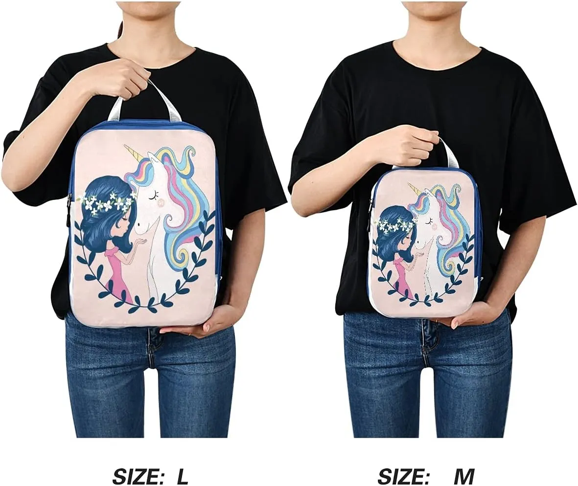 MNSRUU Packing Cubes Cute Girl And Unicorn Compression Luggage Cubes Packing Bags Travel Organizer for Suitcases, 3 PCS