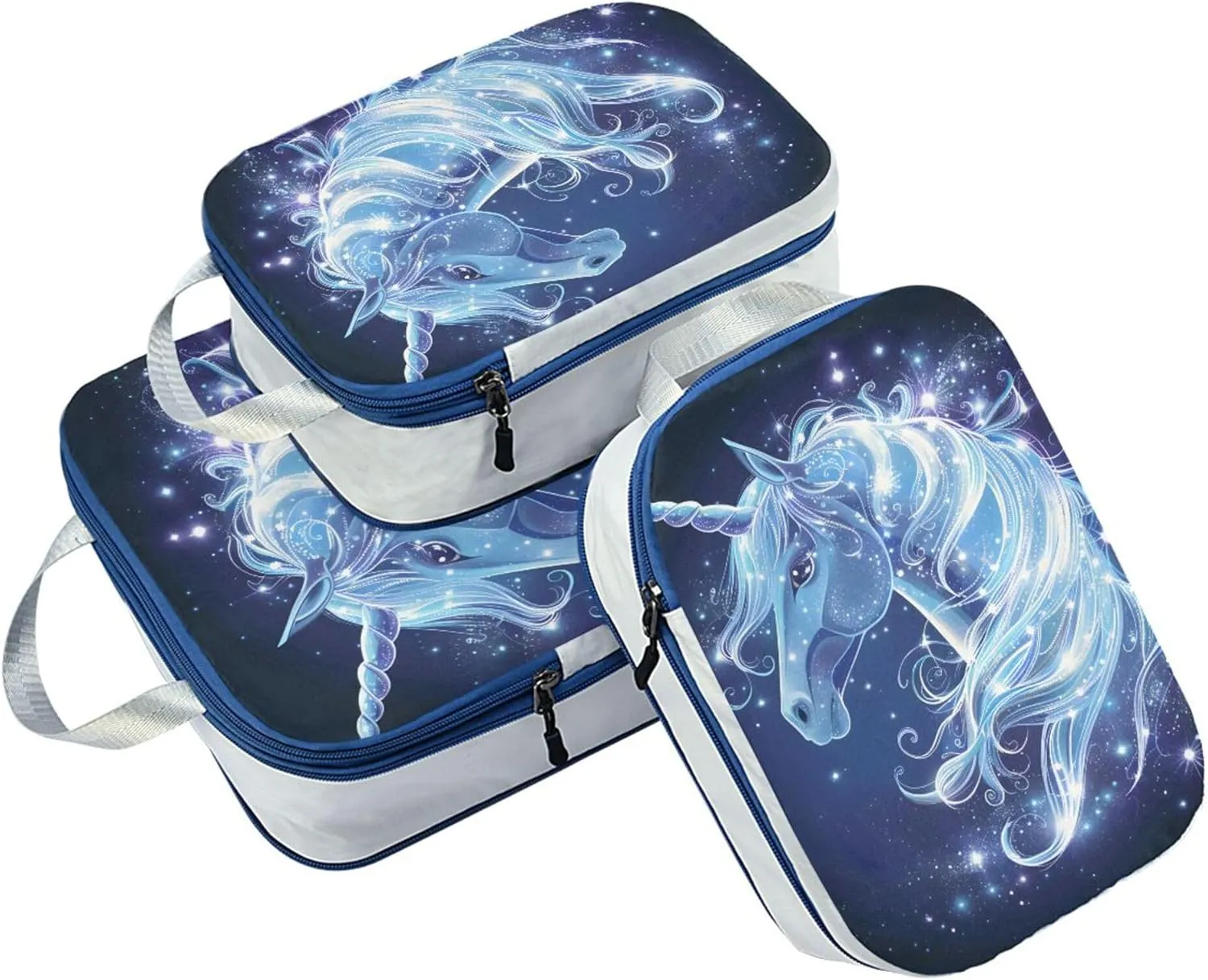 MNSRUU Packing Cubes Magic Unicorn Surrounded by Magic Compression Luggage Cubes Packing Bags Travel Organizer for Suitcases, 3 PCS