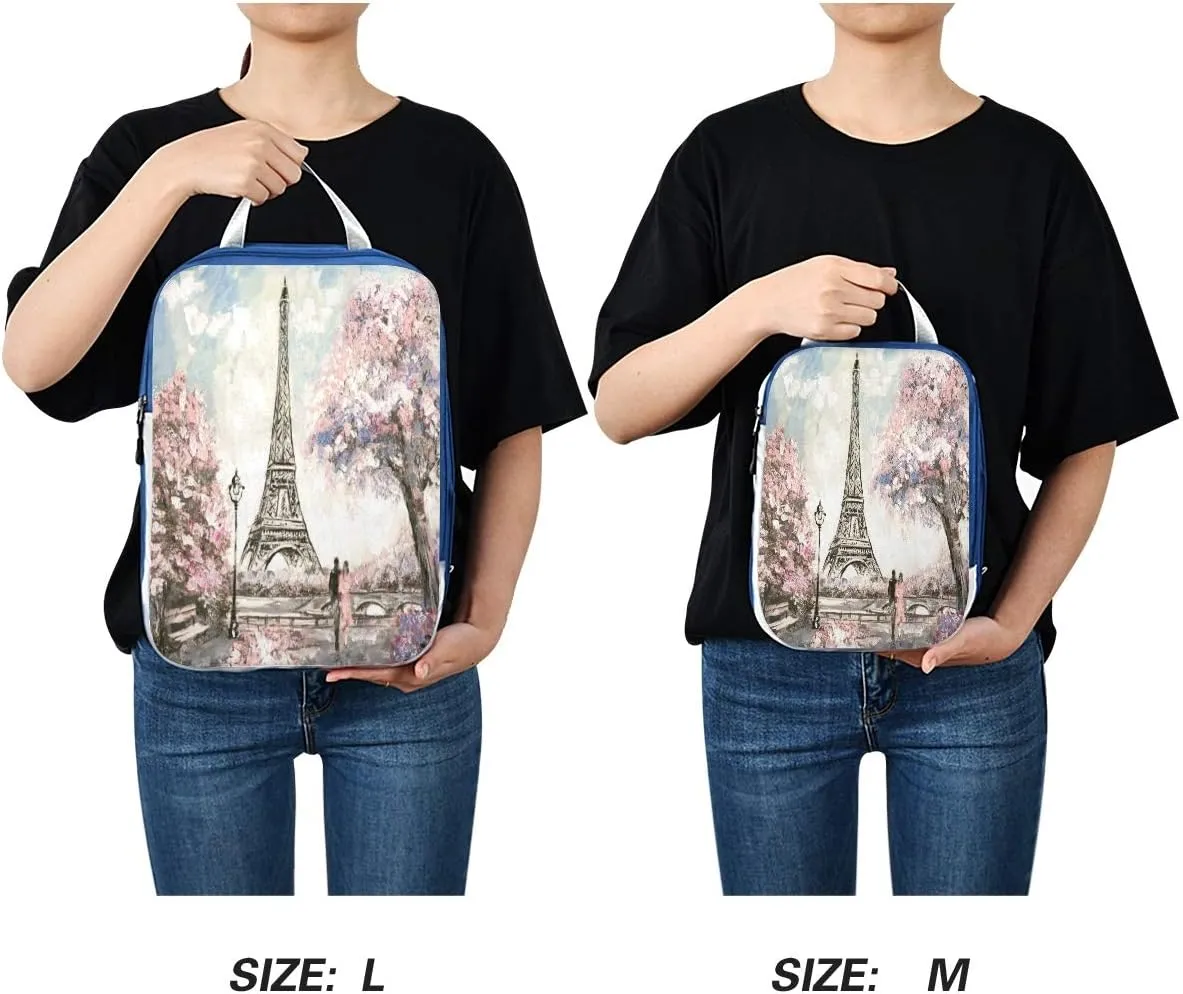 MNSRUU Packing Cubes Romantic Pink Paris Street Scene Compression Luggage Cubes Packing Bags Travel Organizer for Suitcases, 3 PCS