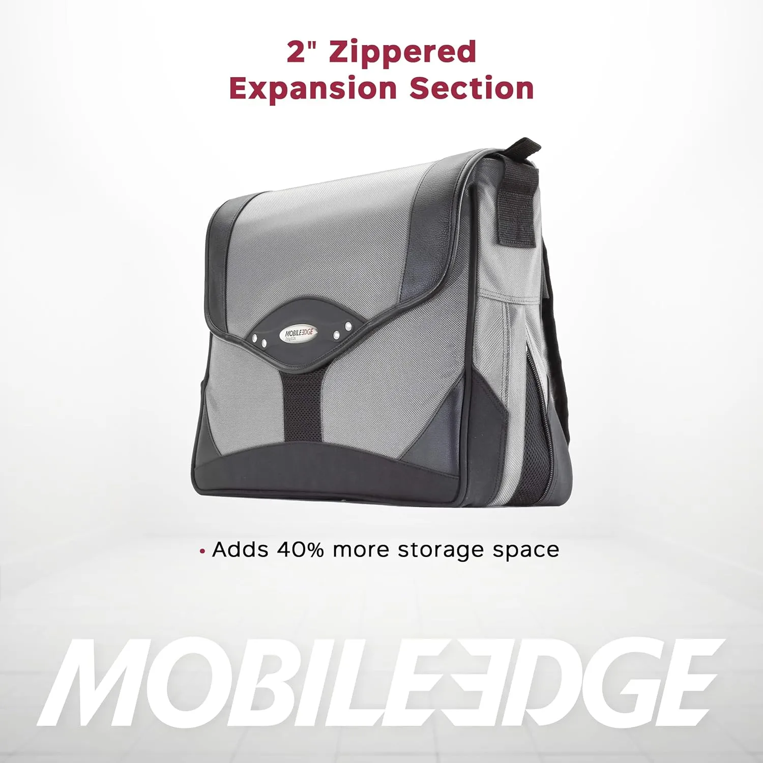 Mobile Edge Premium Laptop Messenger Bag for Men and Women, Travel, Fits Up To 15.4 Inch PCs and Compatible with MacBook 17 Inch, Silver, MEMP02