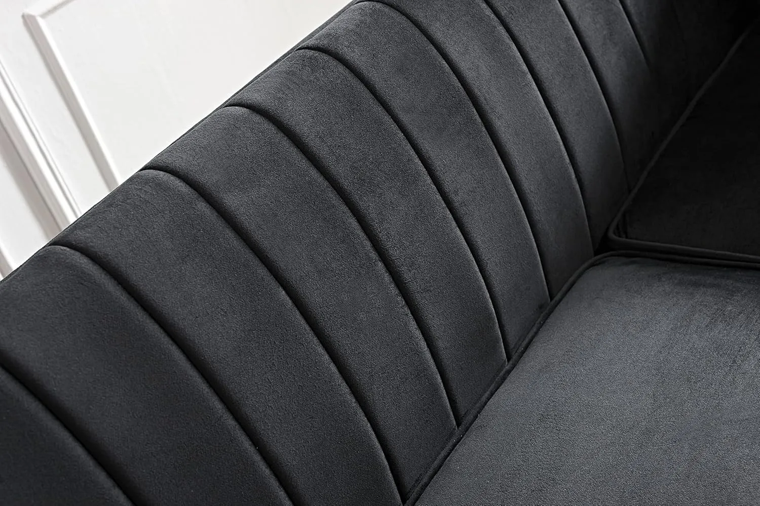 Modern Luxury Velvet Couch for Living Room with High Density Foam, Soft Fabric Upholstery, Removable Cushions and Solid Wood Legs, 60.2'' Wide Loveseat, Black