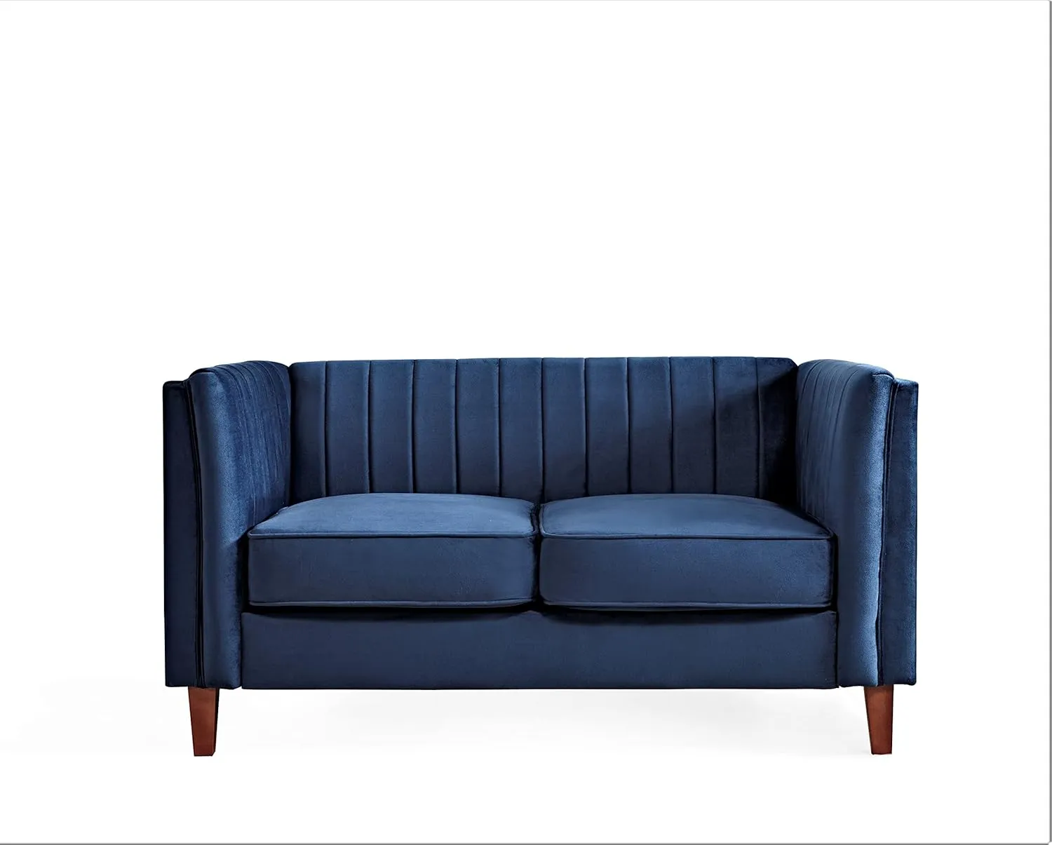 Modern Luxury Velvet Couch for Living Room with High Density Foam, Soft Fabric Upholstery, Removable Cushions and Solid Wood Legs, 60.2'' Wide Loveseat, Dark Blue