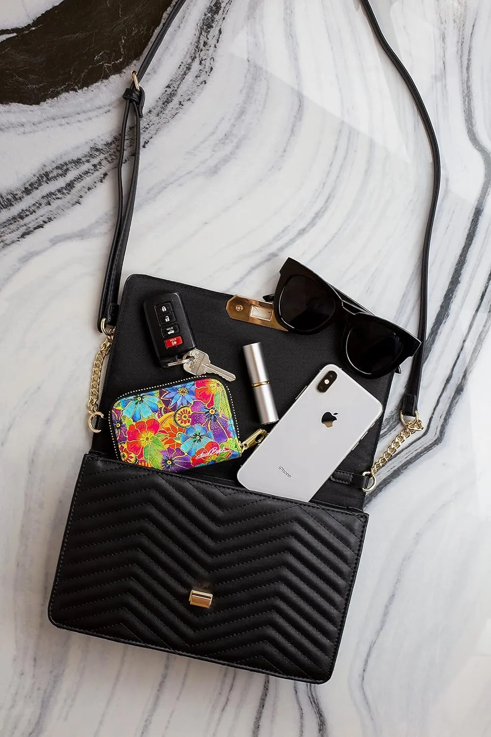 Monarque RFID Secure Armored Zipper Wallet by Laurel Burch (Dancing Hearts)