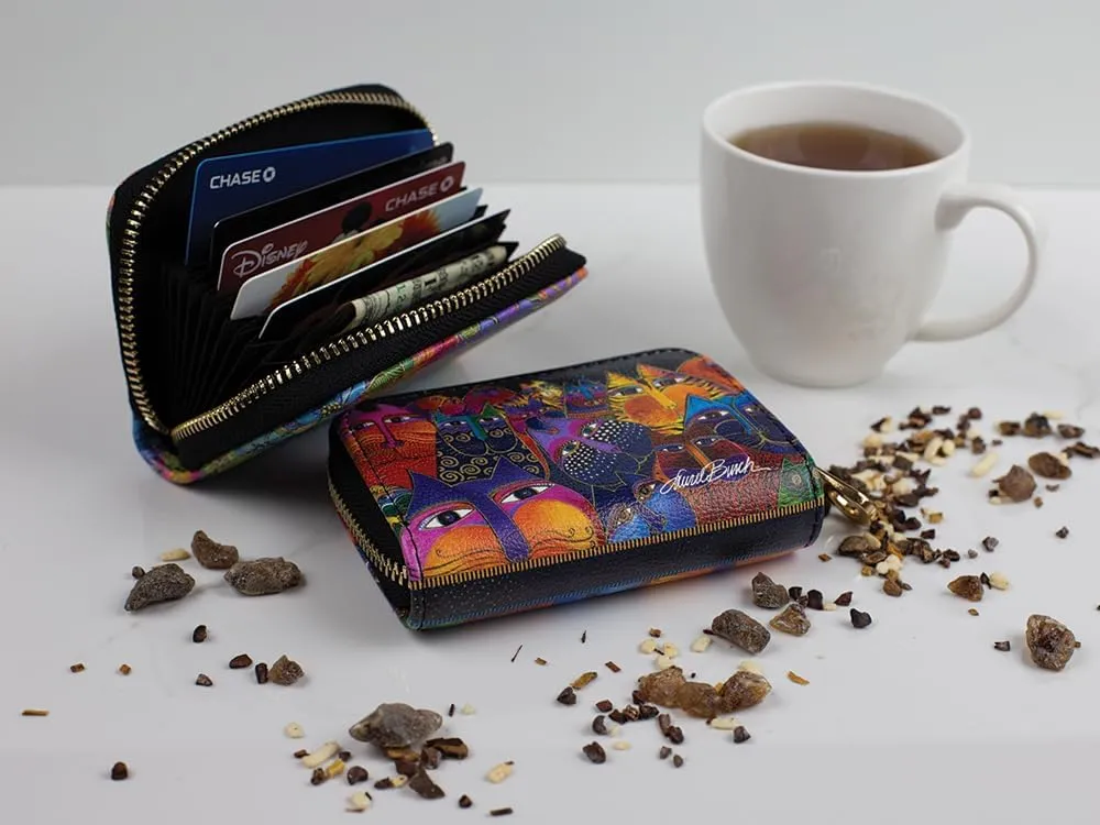 Monarque RFID Secure Armored Zipper Wallet by Laurel Burch (Dancing Hearts)