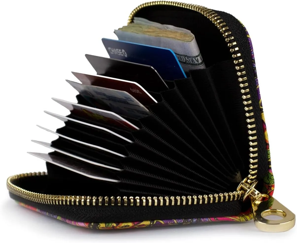 Monarque RFID Secure Armored Zipper Wallet by Laurel Burch (Dancing Hearts)