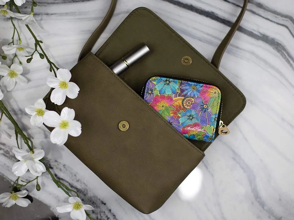 Monarque RFID Secure Armored Zipper Wallet by Laurel Burch (Dancing Hearts)