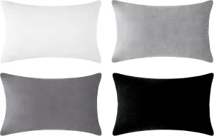 MONDAY MOOSE Decorative Throw Pillow Covers Cushion Cases, Set of 4 Soft Velvet Modern Designs, Mix and Match for Home Decor, Pillow Inserts Not Included (12x20 inch, Black/White)