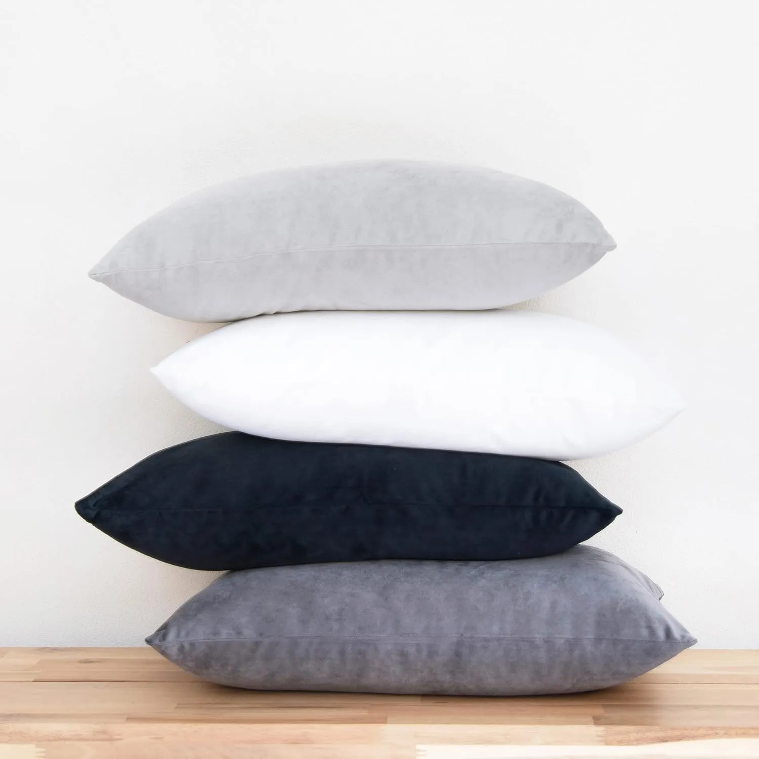 MONDAY MOOSE Decorative Throw Pillow Covers Cushion Cases, Set of 4 Soft Velvet Modern Designs, Mix and Match for Home Decor, Pillow Inserts Not Included (12x20 inch, Black/White)