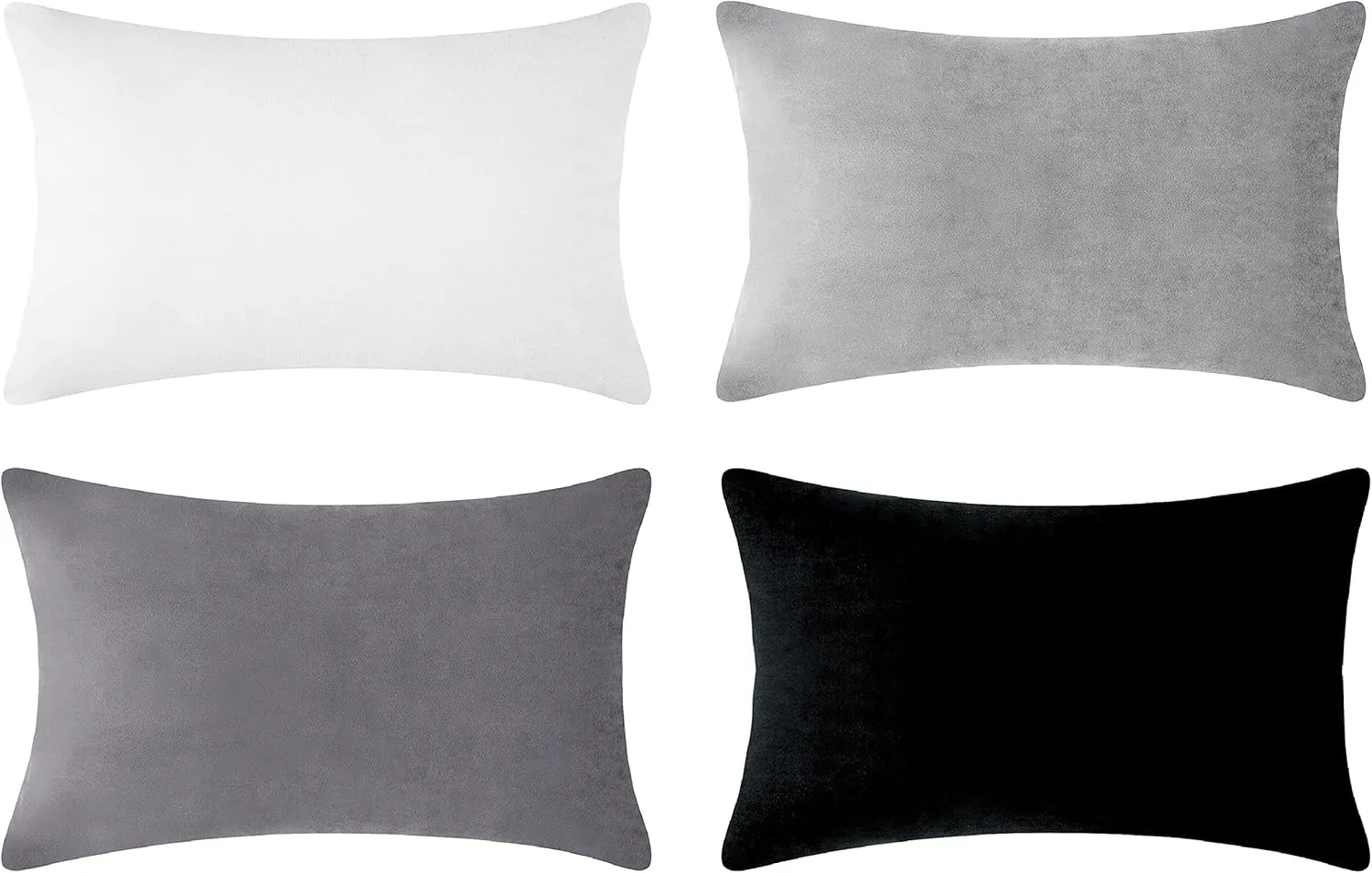 MONDAY MOOSE Decorative Throw Pillow Covers Cushion Cases, Set of 4 Soft Velvet Modern Designs, Mix and Match for Home Decor, Pillow Inserts Not Included (12x20 inch, Black/White)