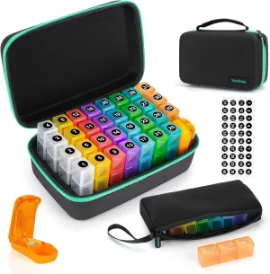 Monthly Pill Organizer 3X a Day with 7-Day Travel Medicine Organizing Bag, Medicine Pill Box with 32 Daily Compartments, 31 Day Pill Holder 30 Day Pill Case for Vitamin, Supplement and Medication
