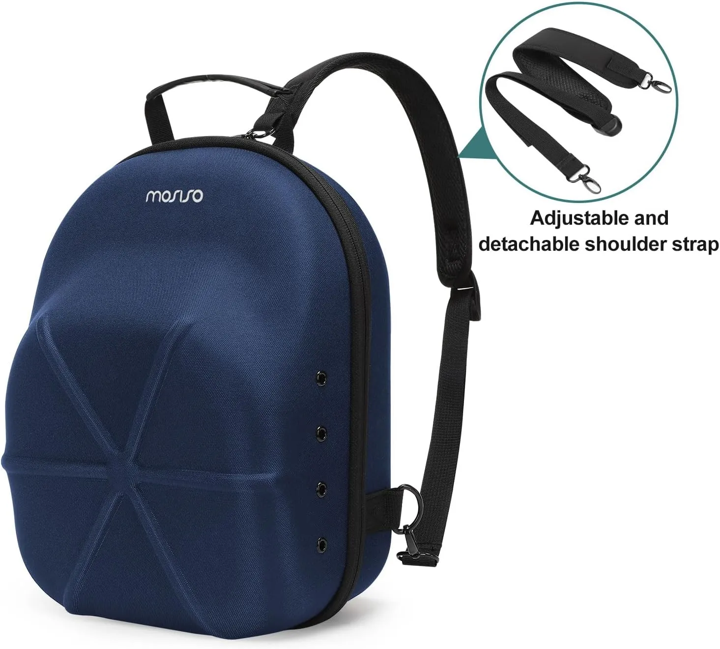 MOSISO Hard Carrying Hat Travel Case for Baseball Caps, Medium Organizer Storage Bag for 5-6 Hats with Shoulder Strap, Caps Carrier Hat Holder Protects for Traveling & Home Storage, Navy Blue