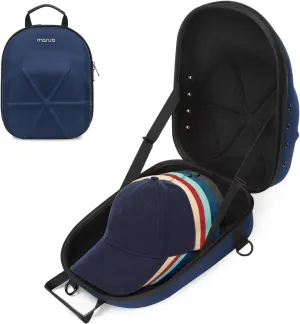 MOSISO Hard Carrying Hat Travel Case for Baseball Caps, Medium Organizer Storage Bag for 5-6 Hats with Shoulder Strap, Caps Carrier Hat Holder Protects for Traveling & Home Storage, Navy Blue